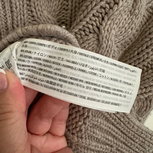 Abercrombie & Fitch Cable-Knit Full Zip collared Sweater Jacket Taupe - Picture 9 of 12